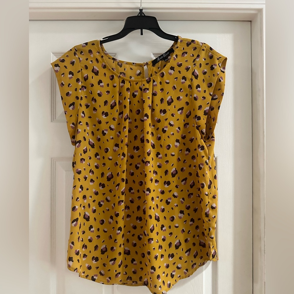 Size large Alice blue pleat front detail blouse.
